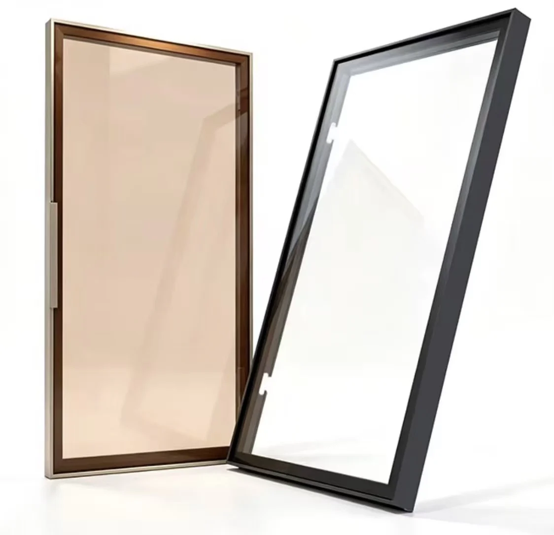 Aluminum frame glass doors — bronze frame with brown glass and black frame with clear glass